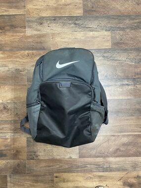 Nike Black and Gray Men's Backpack with White Swoosh